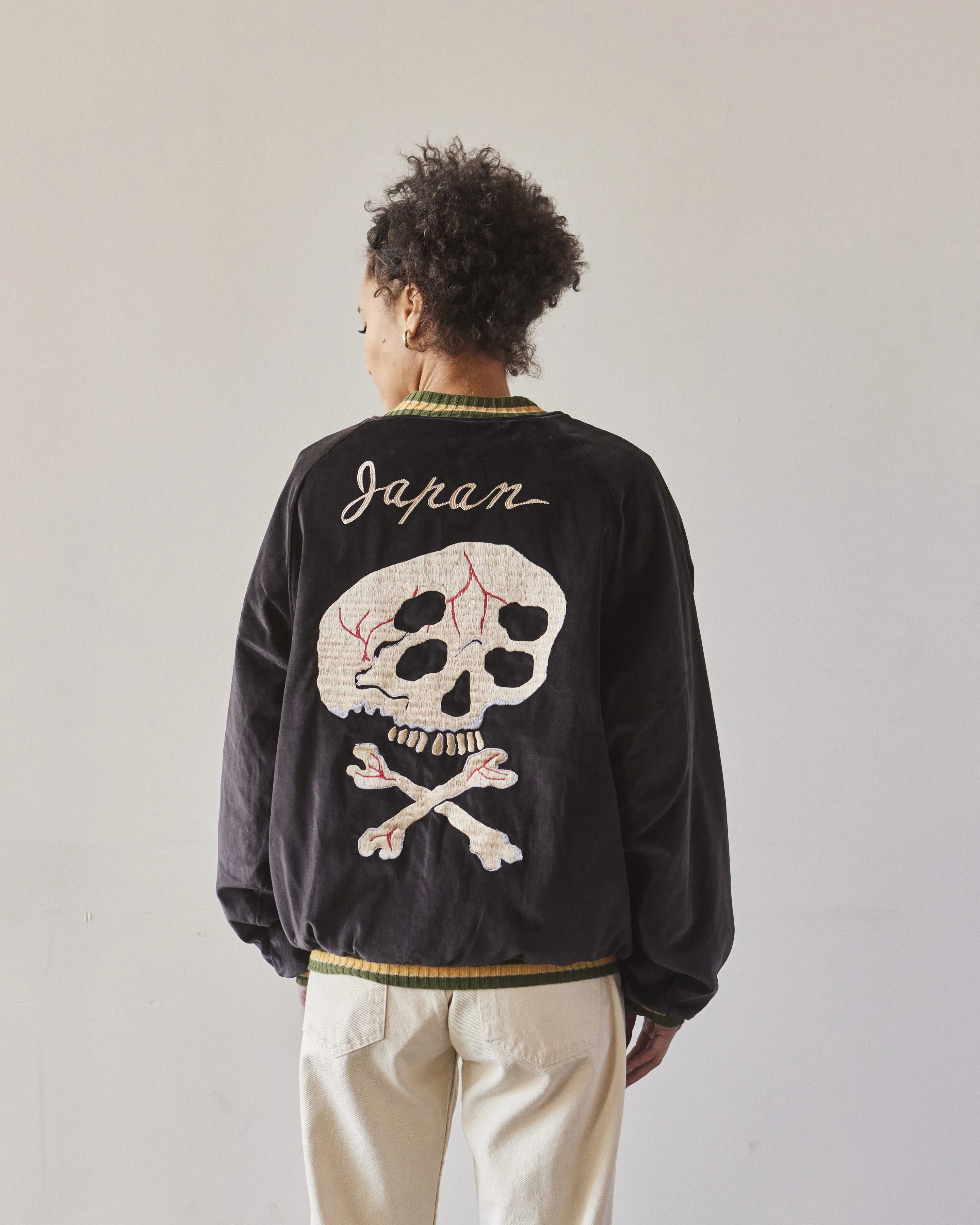 Kapital Velvet Souvenir Rain-Skull Jacket, Black