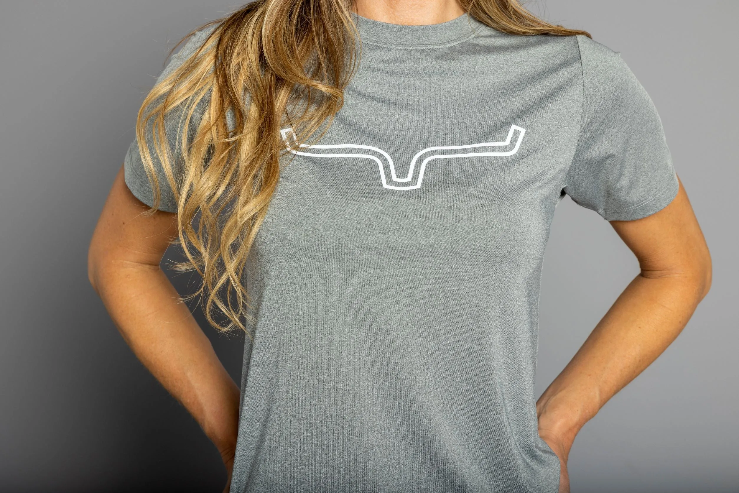 Kimes Ranch Ladies Outlier Tech Tee Shirt Grey Heather