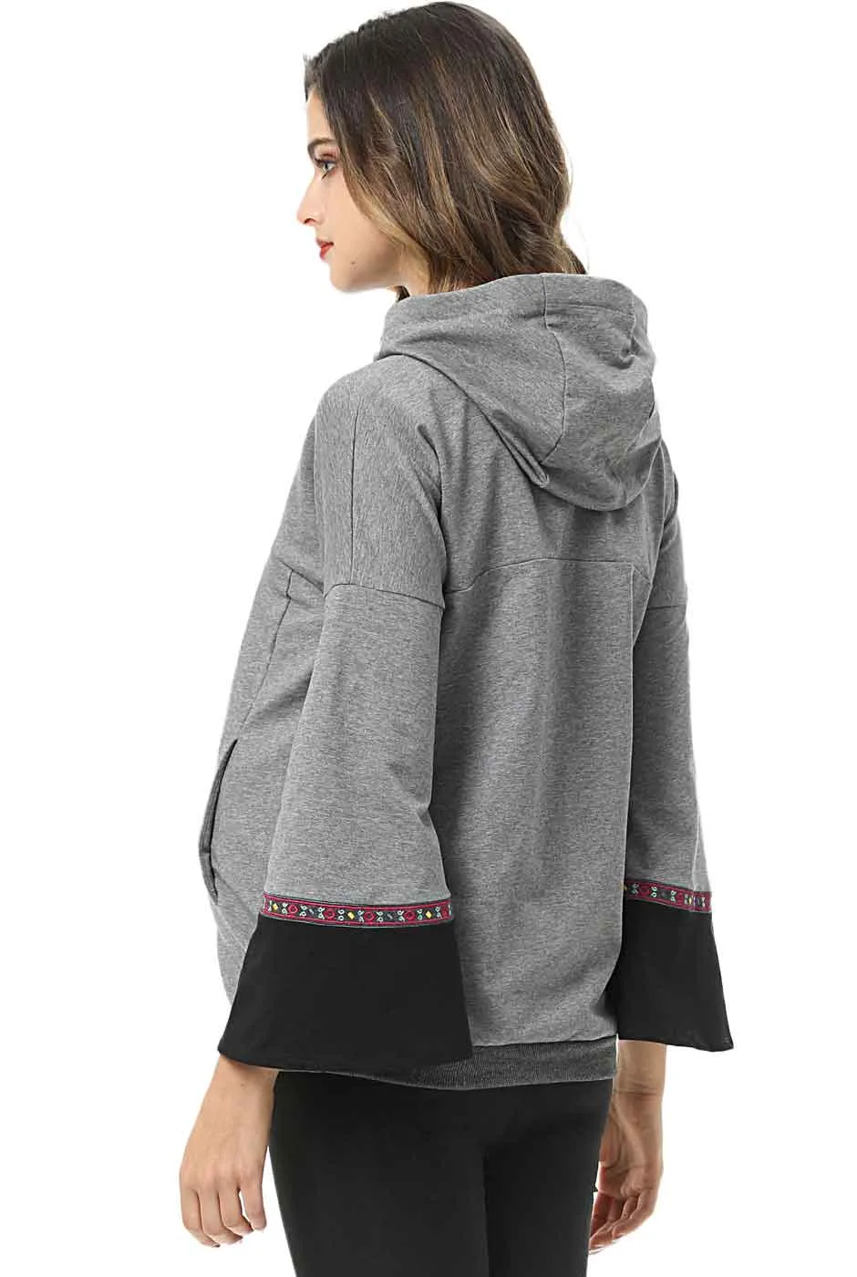 Kimi   Kai Maternity "Layla" Nursing Embroidery Active Hoodie