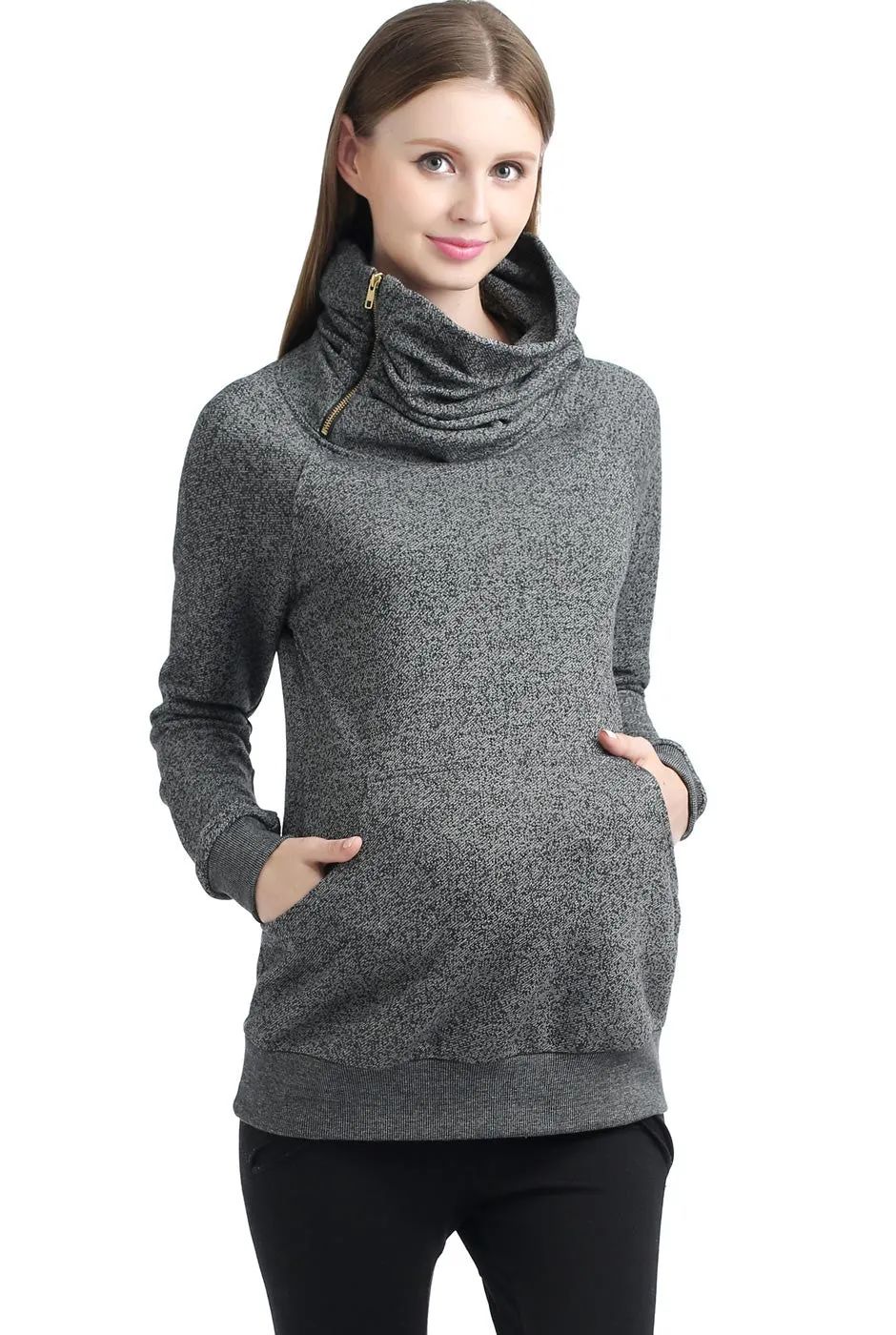 Kimi   Kai Maternity "Thea" Zip Collar Sweatshirt