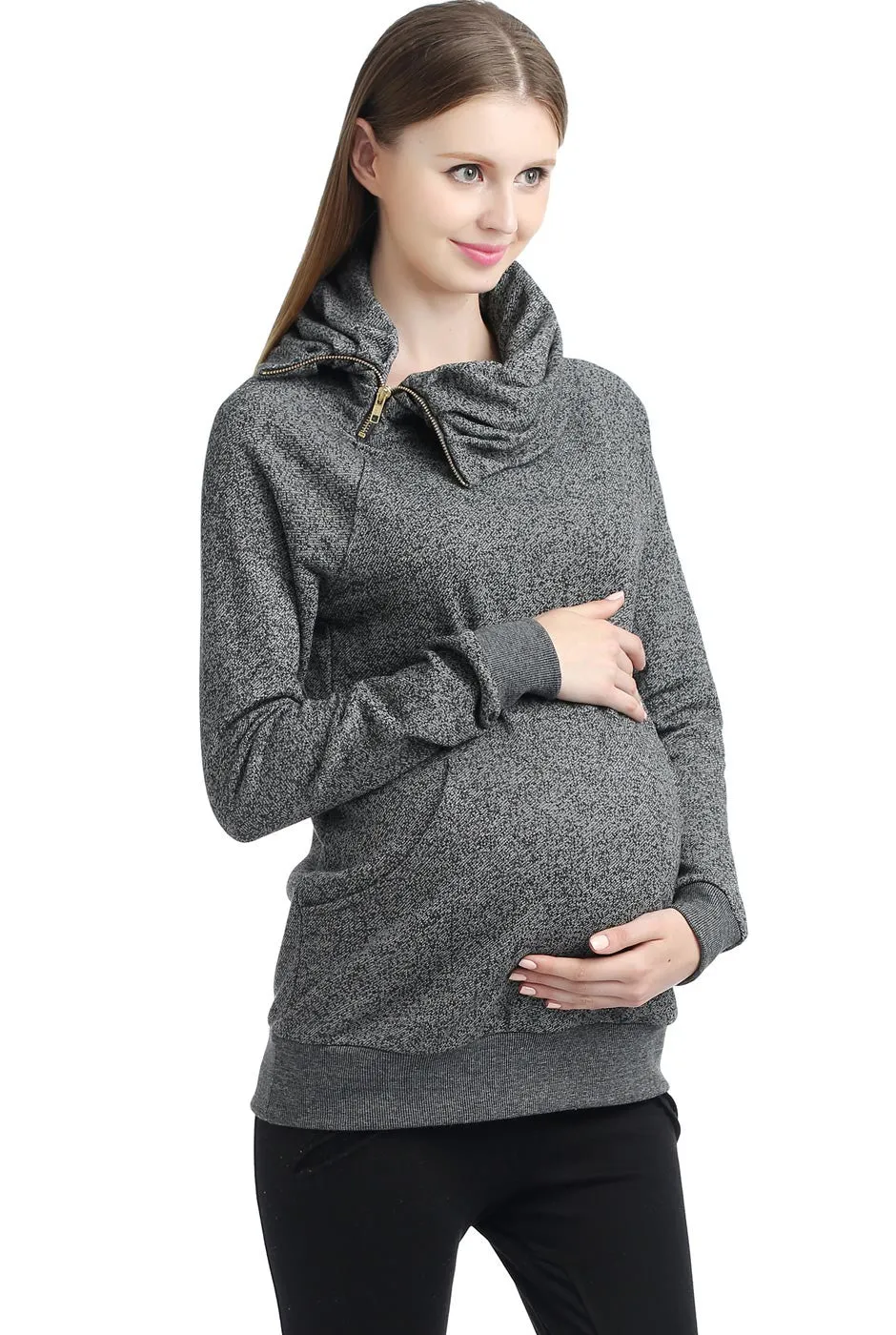 Kimi   Kai Maternity "Thea" Zip Collar Sweatshirt