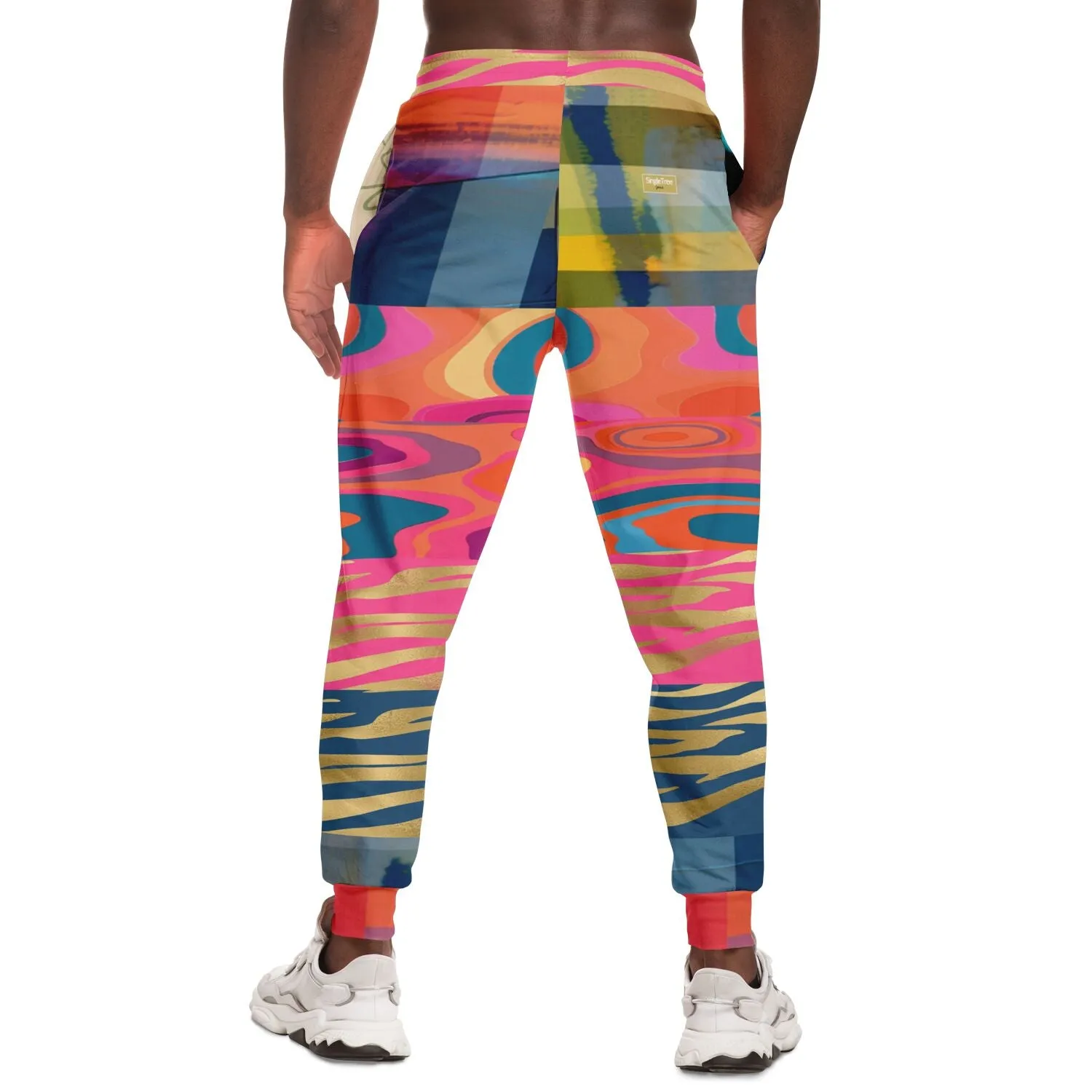 Lenny Soul Star Zebra Print Patchwork Eco-Poly Unisex Joggers