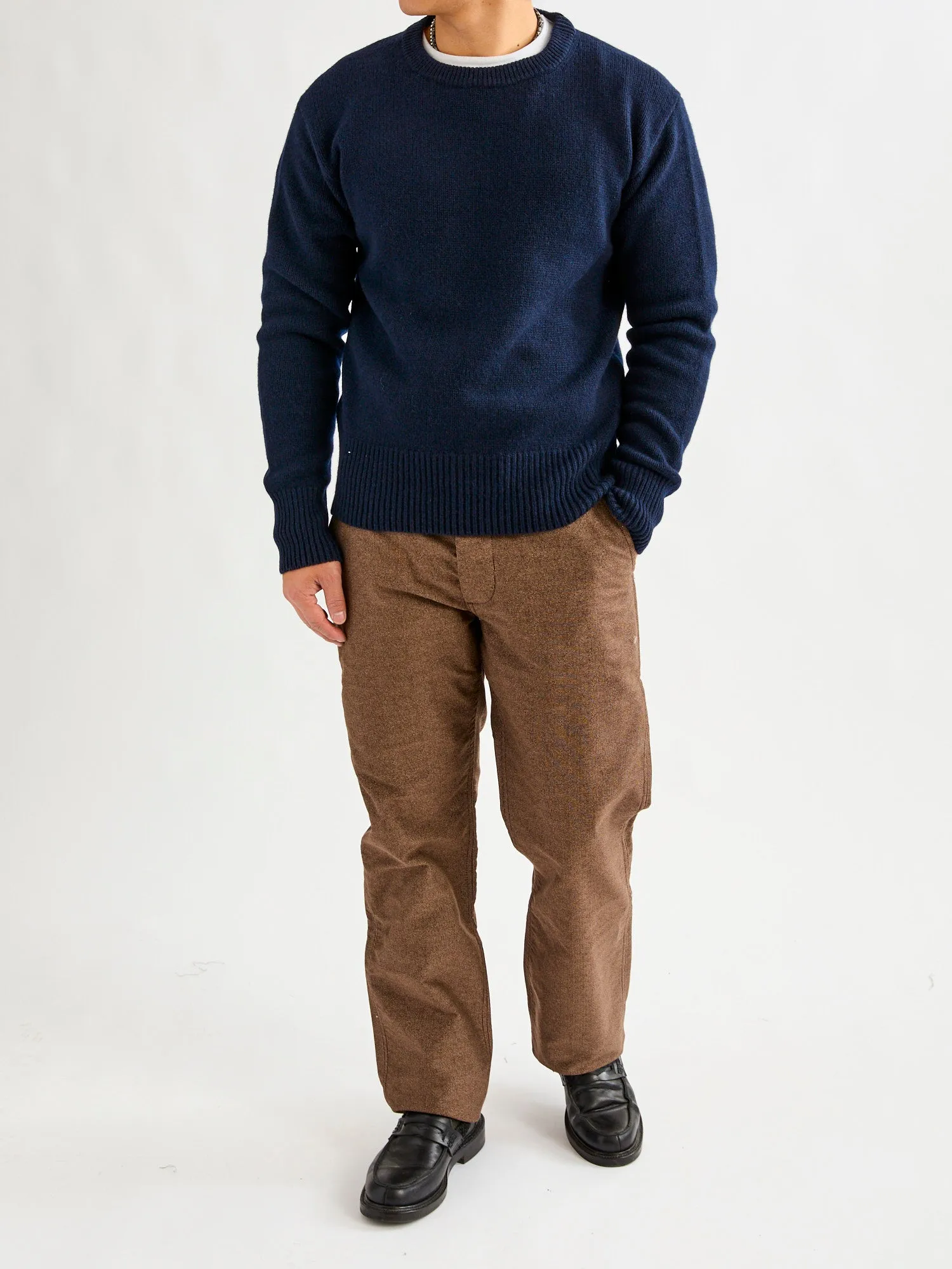 LOCC01 "Good Basics" Relaxed Fit Merino Cashmere Knit Sweater in Dark Navy