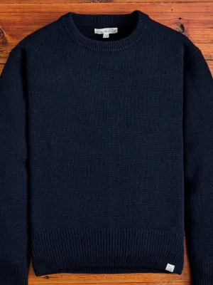 LOCC01 "Good Basics" Relaxed Fit Merino Cashmere Knit Sweater in Dark Navy