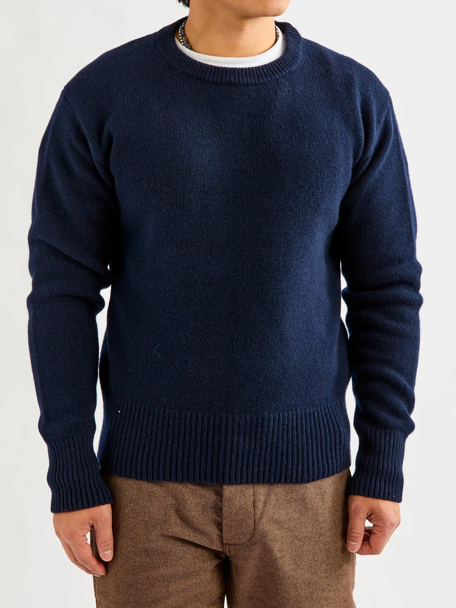 LOCC01 "Good Basics" Relaxed Fit Merino Cashmere Knit Sweater in Dark Navy