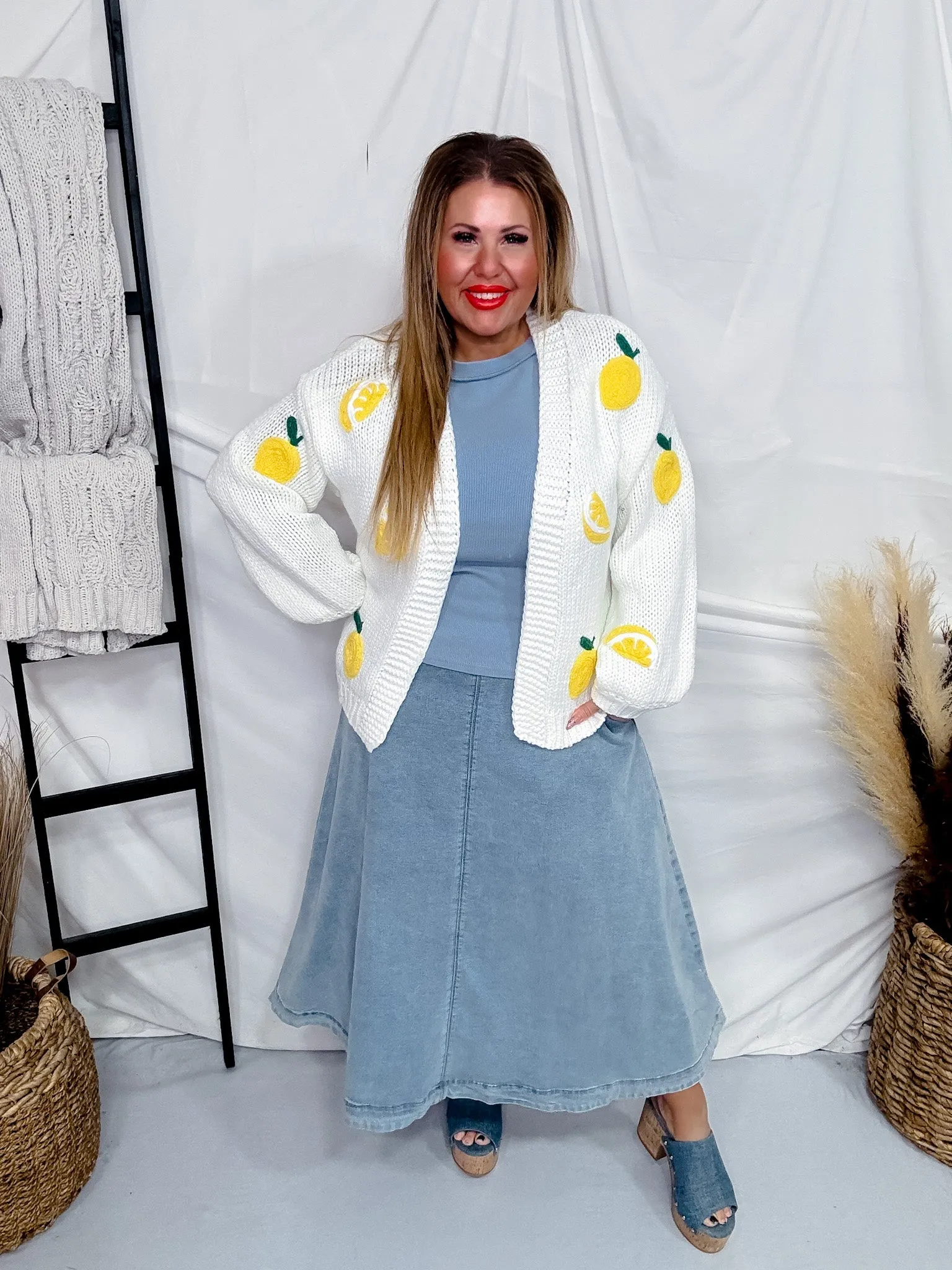 Long Sleeve Lemon Sweater Cardigan