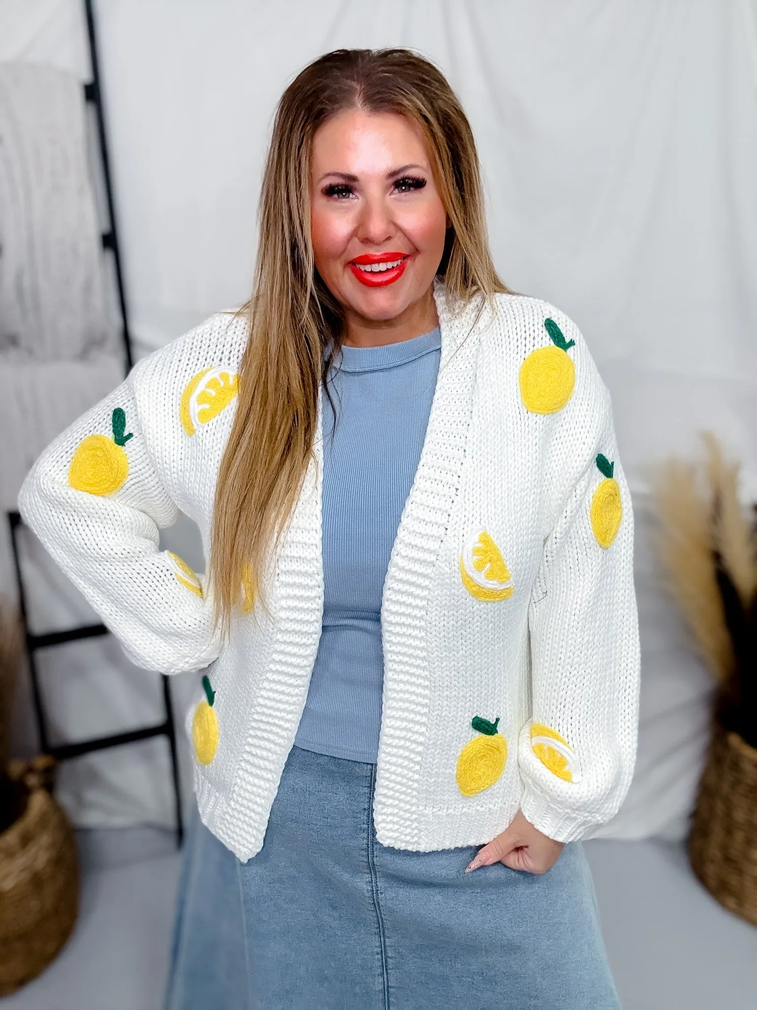 Long Sleeve Lemon Sweater Cardigan