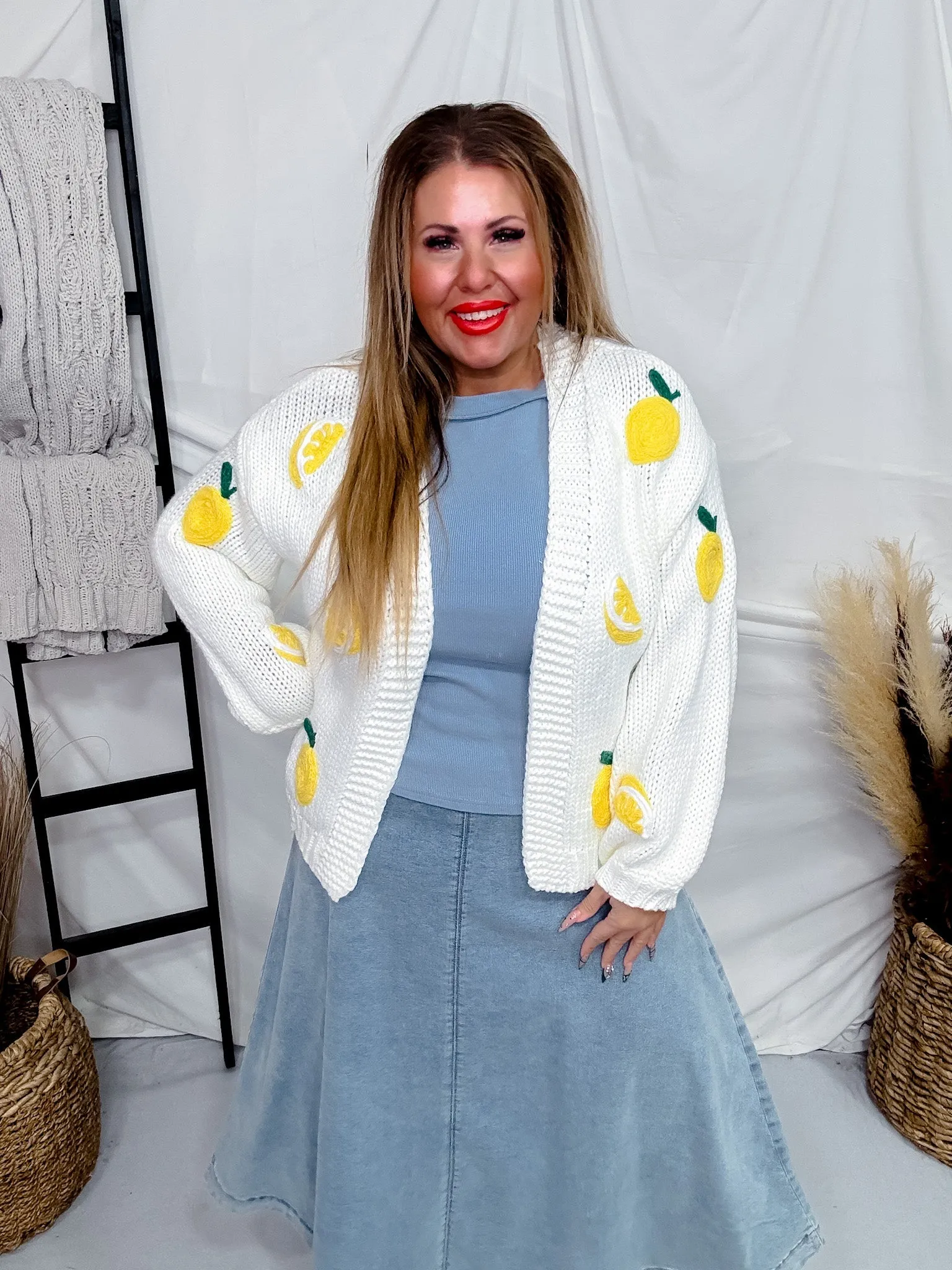 Long Sleeve Lemon Sweater Cardigan