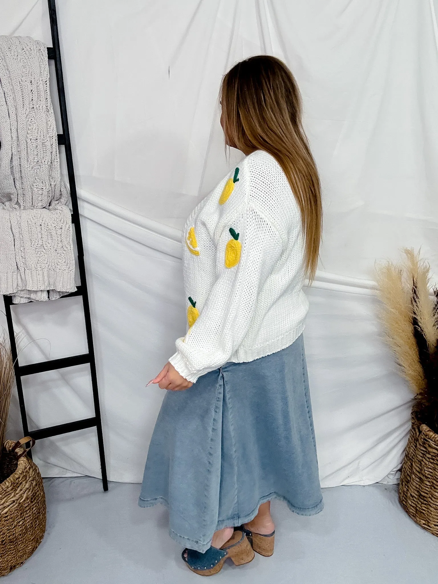 Long Sleeve Lemon Sweater Cardigan