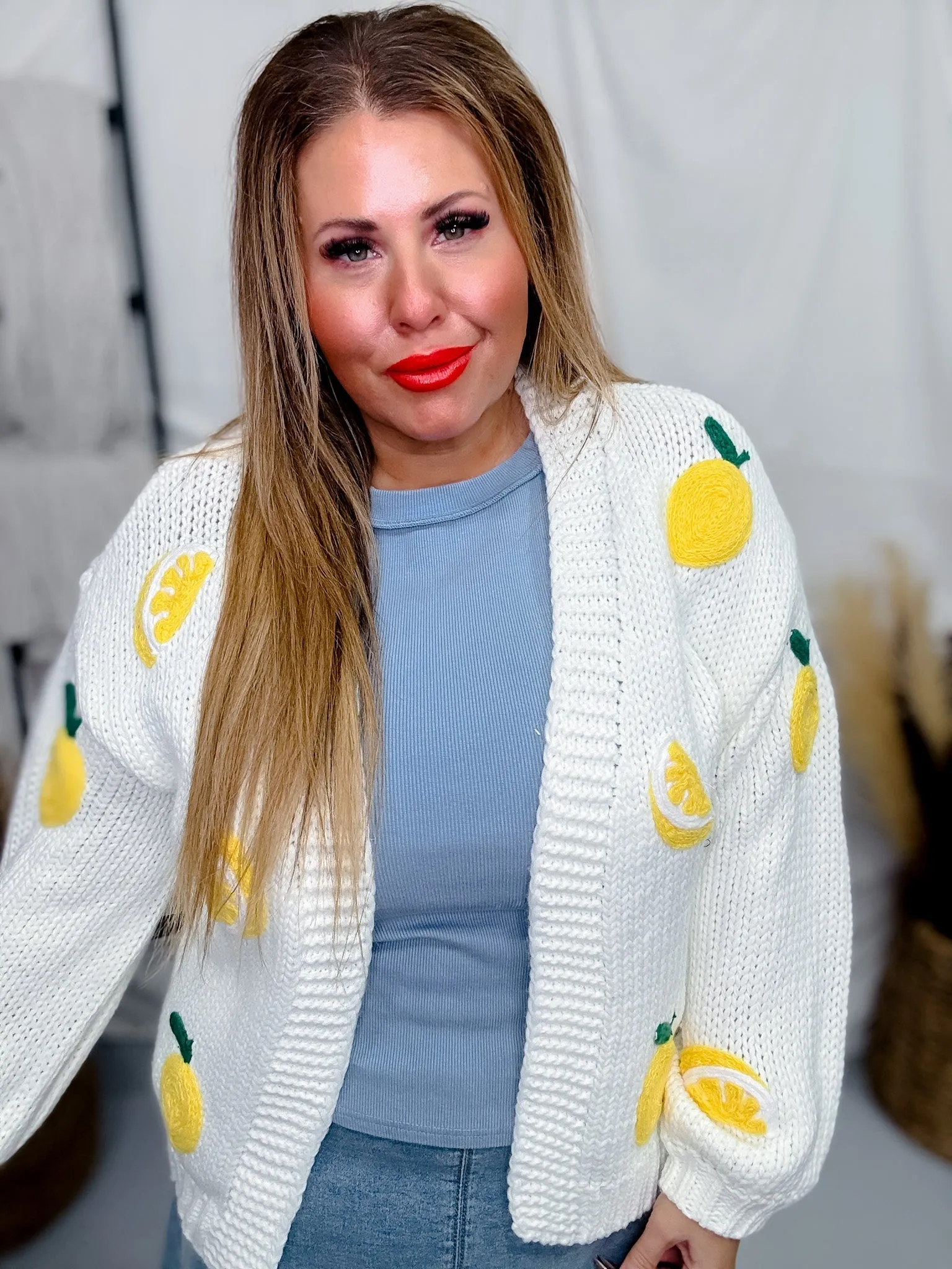 Long Sleeve Lemon Sweater Cardigan