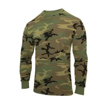 Long Sleeve Vintage Style T-Shirt - Woodland Camo