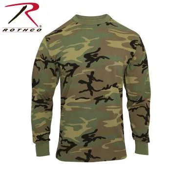 Long Sleeve Vintage Style T-Shirt - Woodland Camo