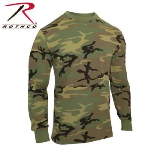 Long Sleeve Vintage Style T-Shirt - Woodland Camo