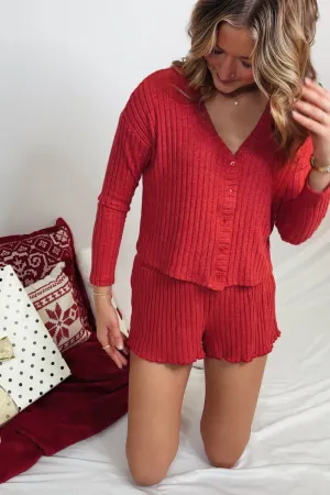 Mara Long Sleeve Cardigan Top - Haute Red