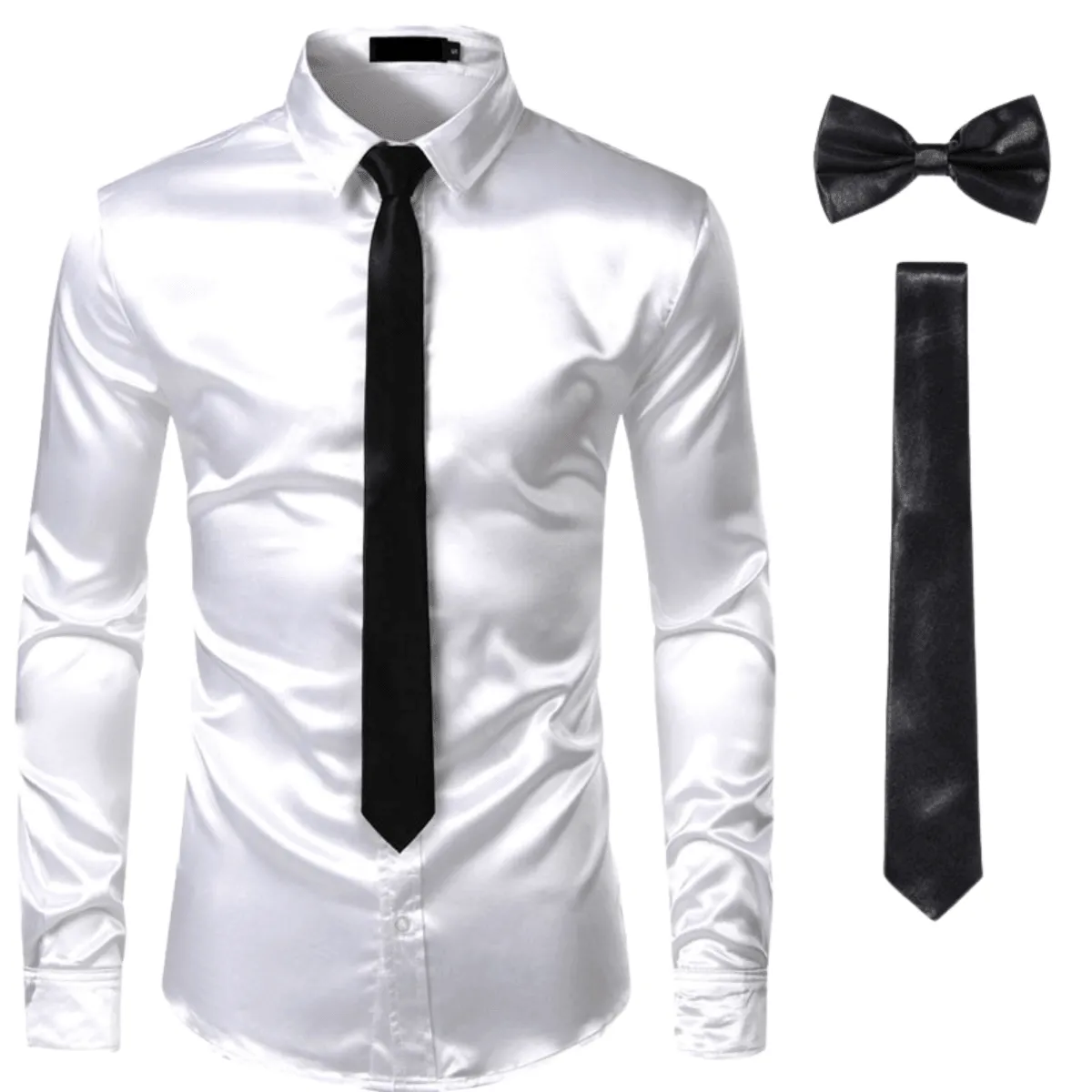 Men's 3Pcs Silk Dress Shirt   Ties