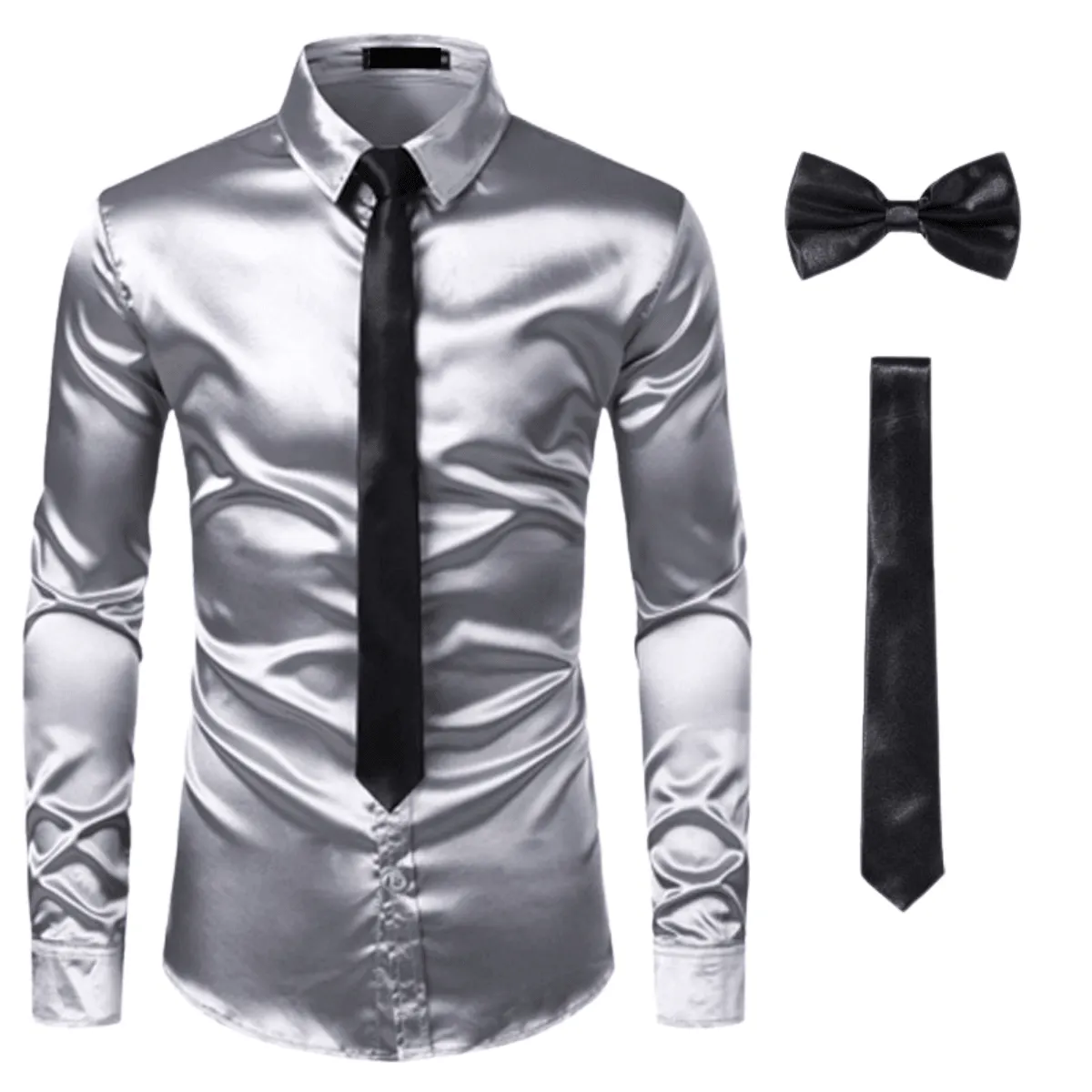 Men's 3Pcs Silk Dress Shirt   Ties