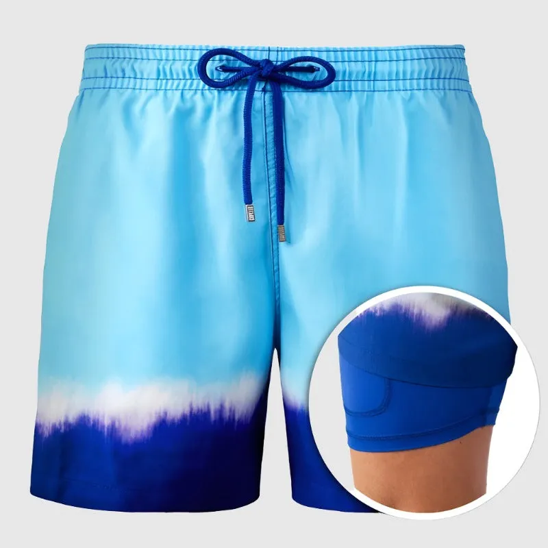 Men's Printed Double Layer Beach Shorts