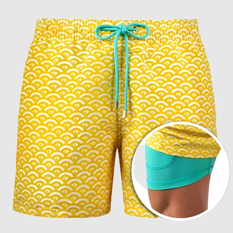 Men's Printed Double Layer Beach Shorts