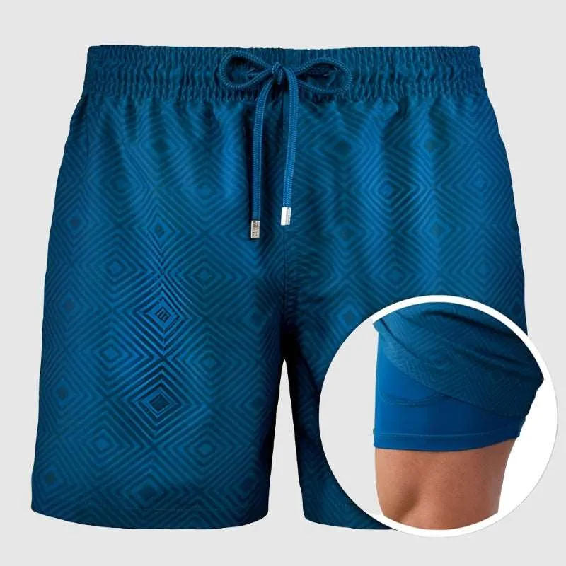 Men's Printed Double Layer Beach Shorts