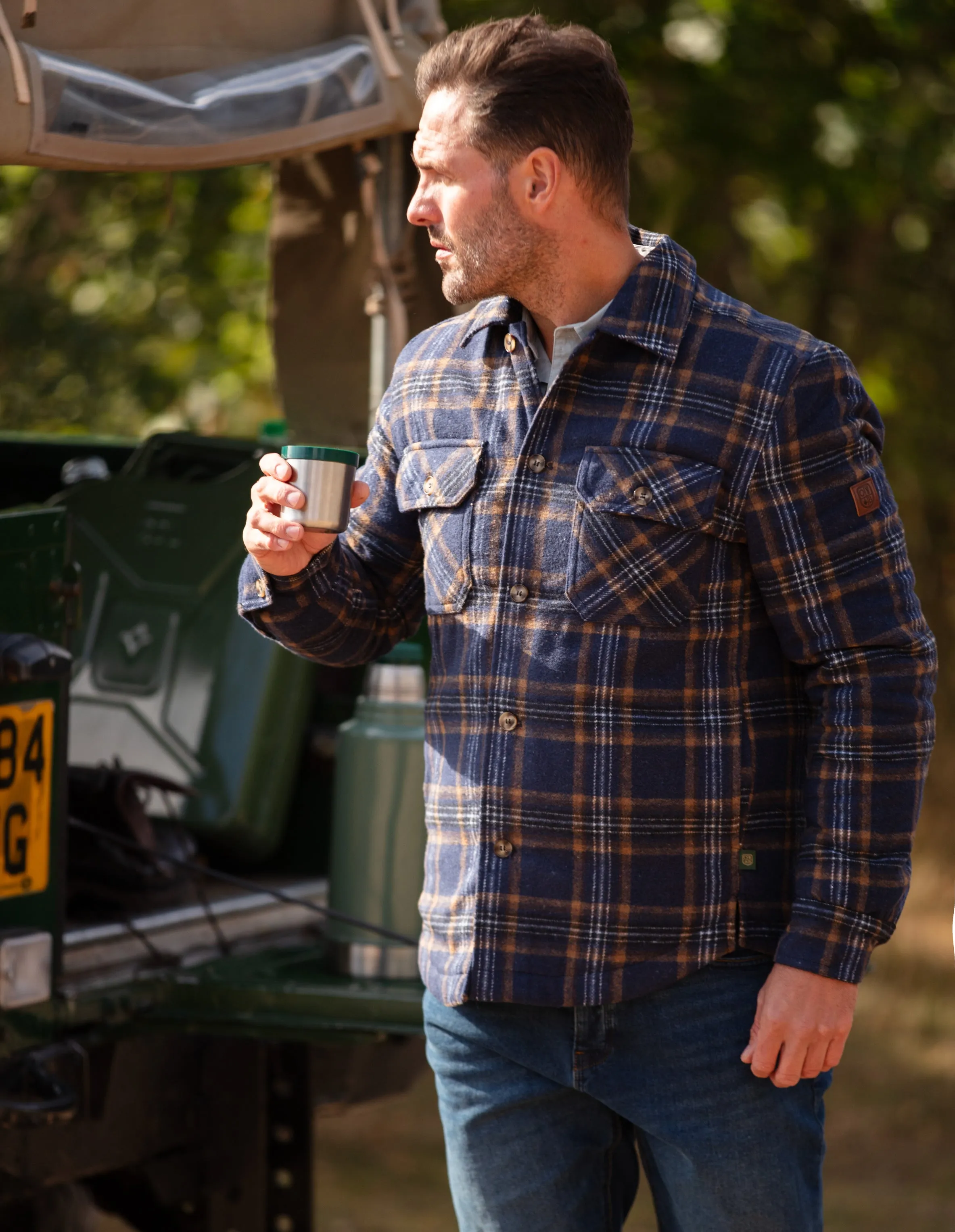 MJ001 - Men's Check Padded Overshirt - NAVY