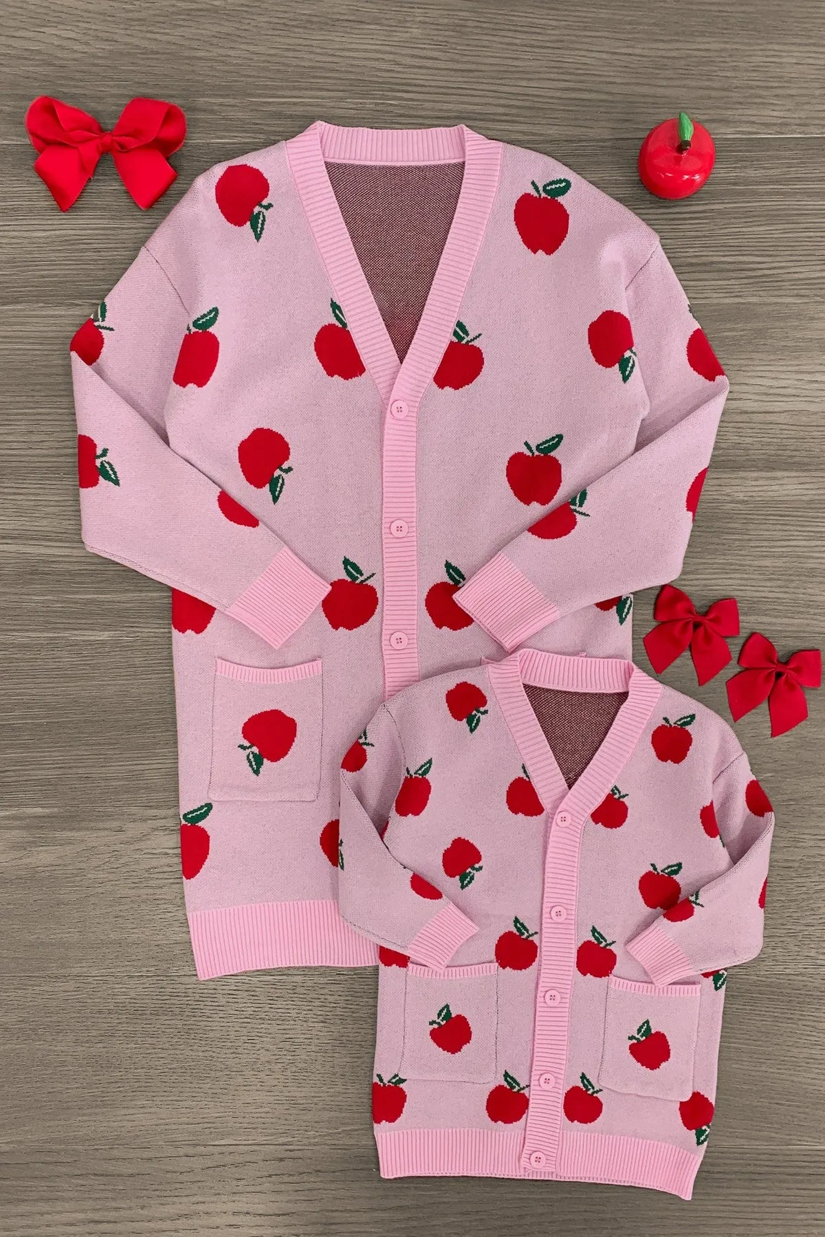 Mom & Me - Pink Apple Cardigan