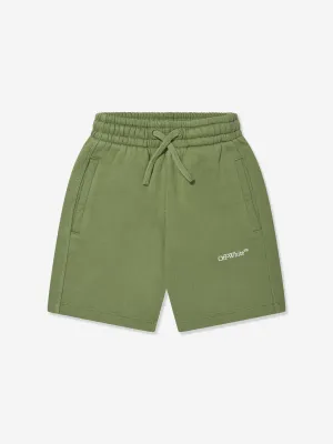 Off-White Boys Bookish Diag Sweat Shorts in Green