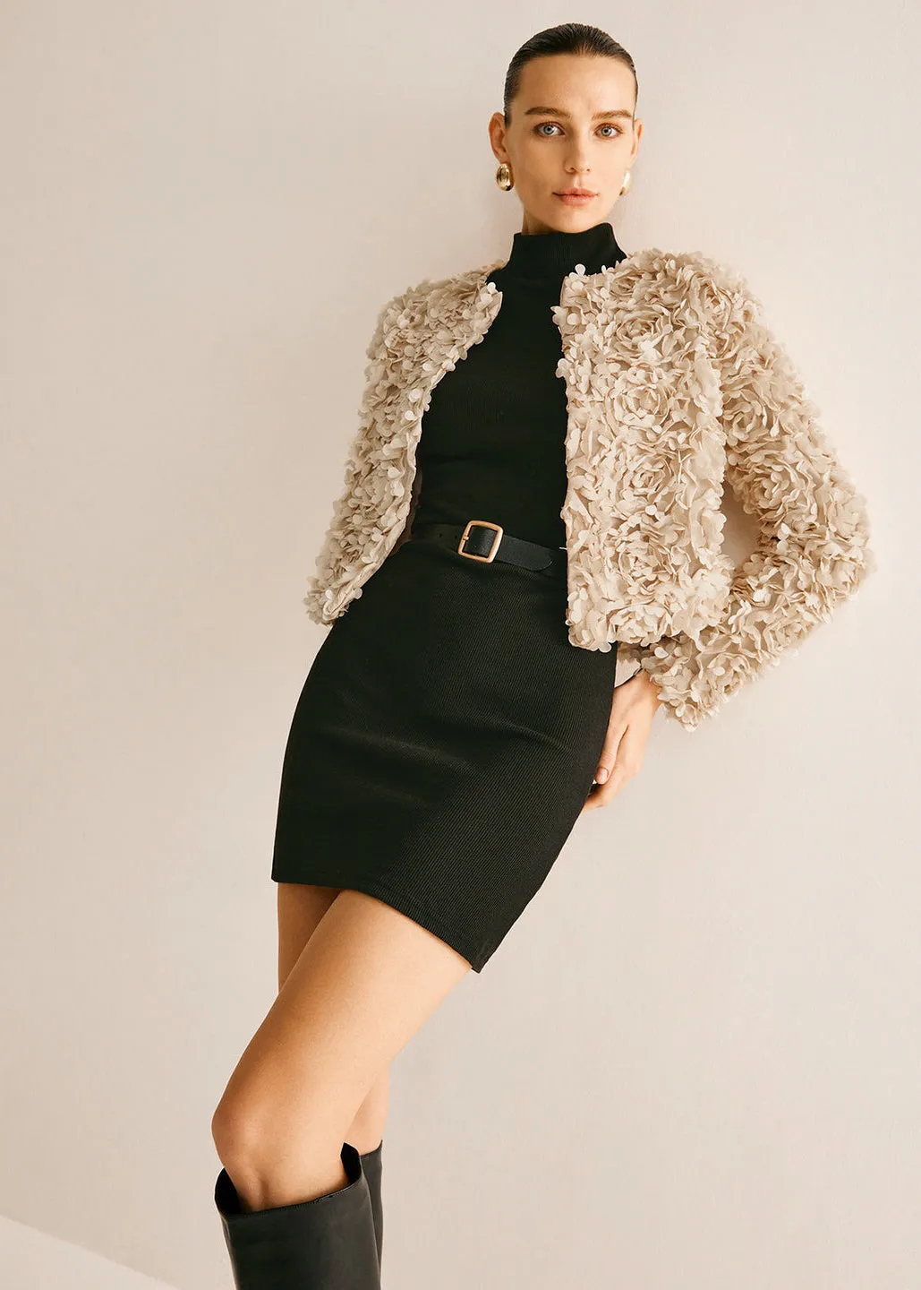 Petal Pattern Cropped Jacket