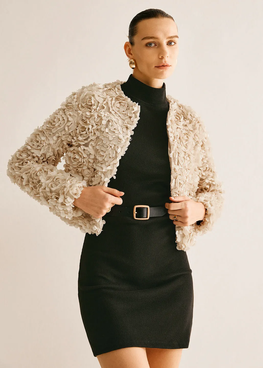 Petal Pattern Cropped Jacket