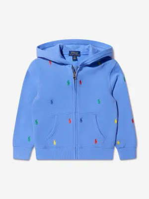 Ralph Lauren Boys Logo Zip Up Hoodie in Blue