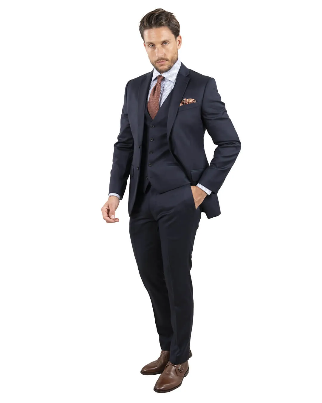 Reda Navy Twill Suit Jacket