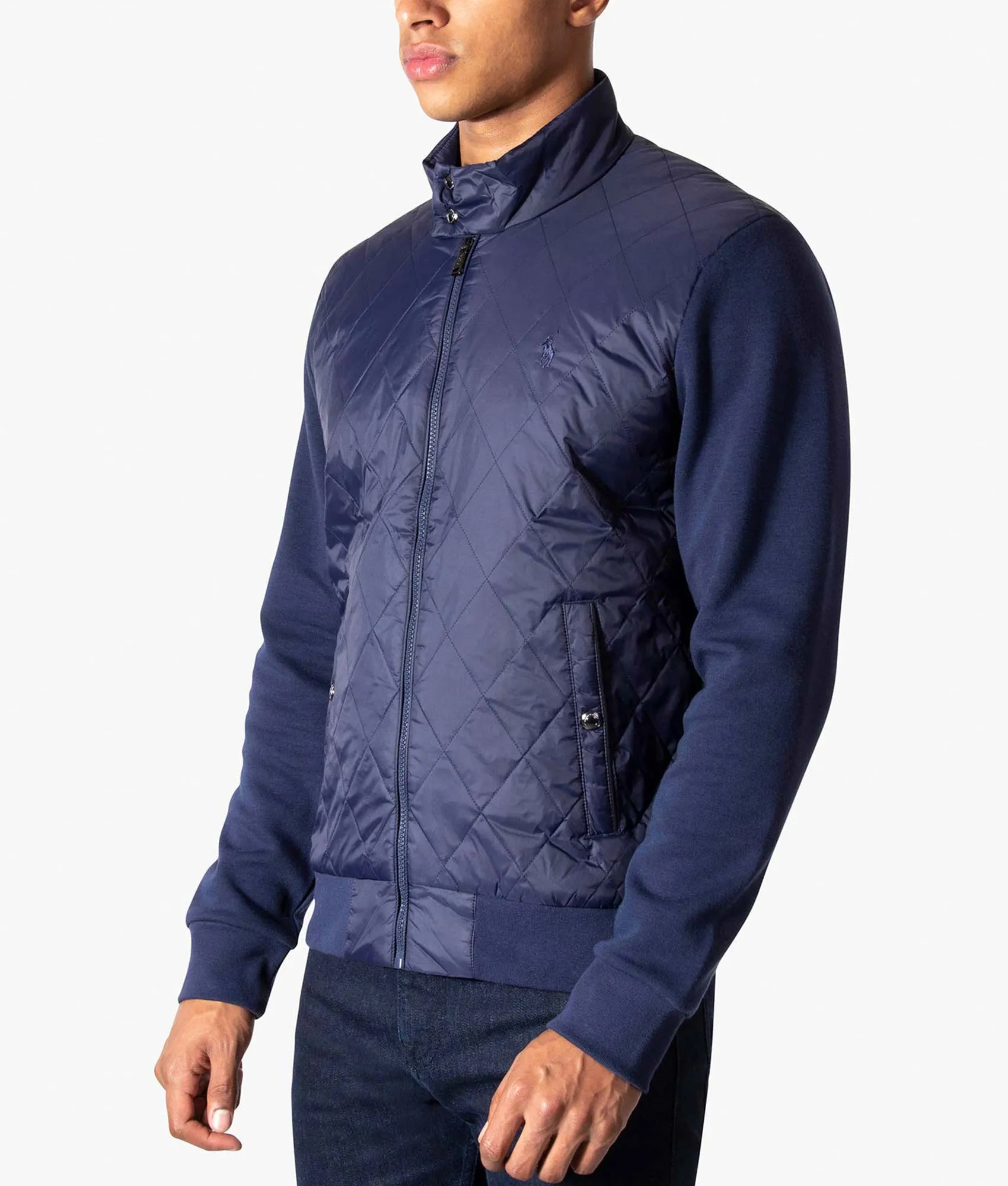 Relaxed Fit Diamond Quilted Hybrid Sweatshirt/Jacket