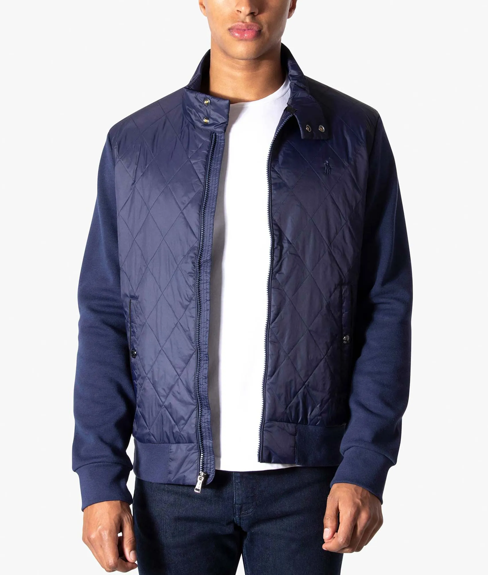 Relaxed Fit Diamond Quilted Hybrid Sweatshirt/Jacket