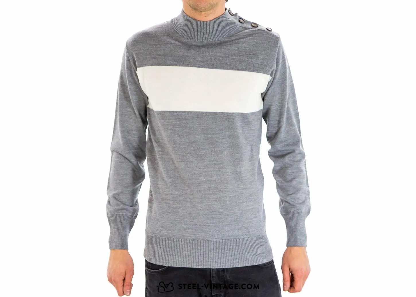 Retro Woolen Sweater Grey/White