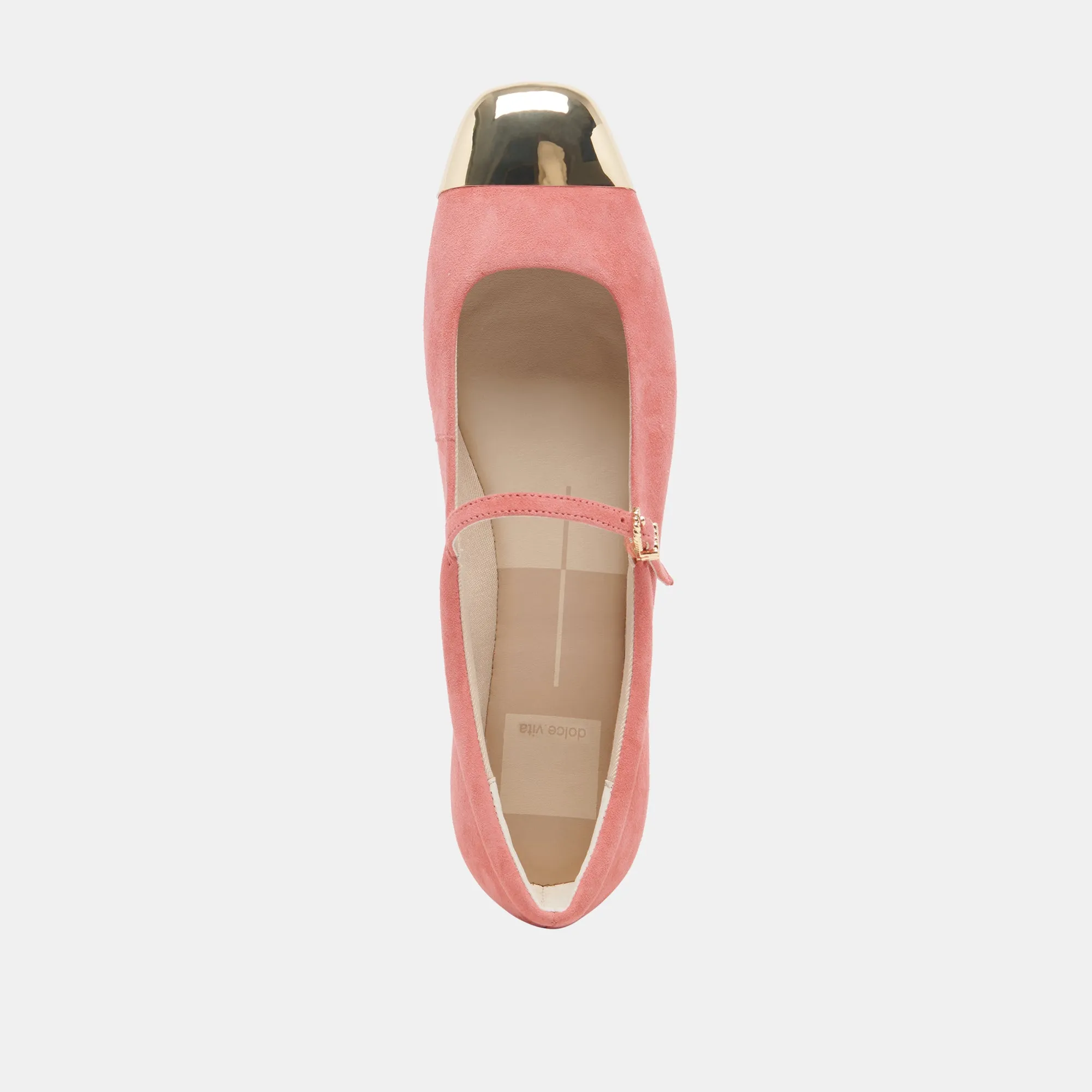 REYES TOE CAP BALLET FLATS CORAL SUEDE