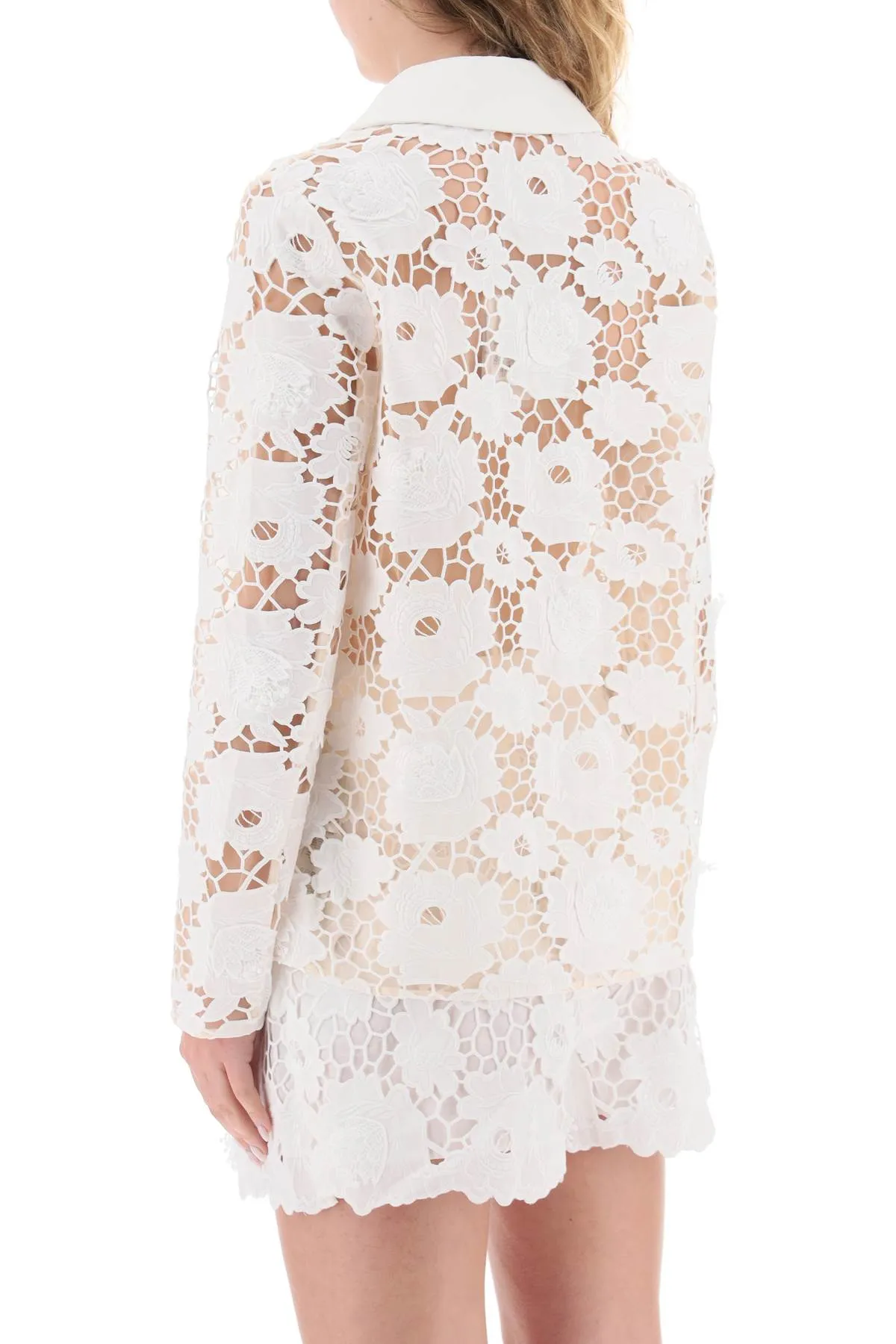 Self portrait cotton floral lace jacket