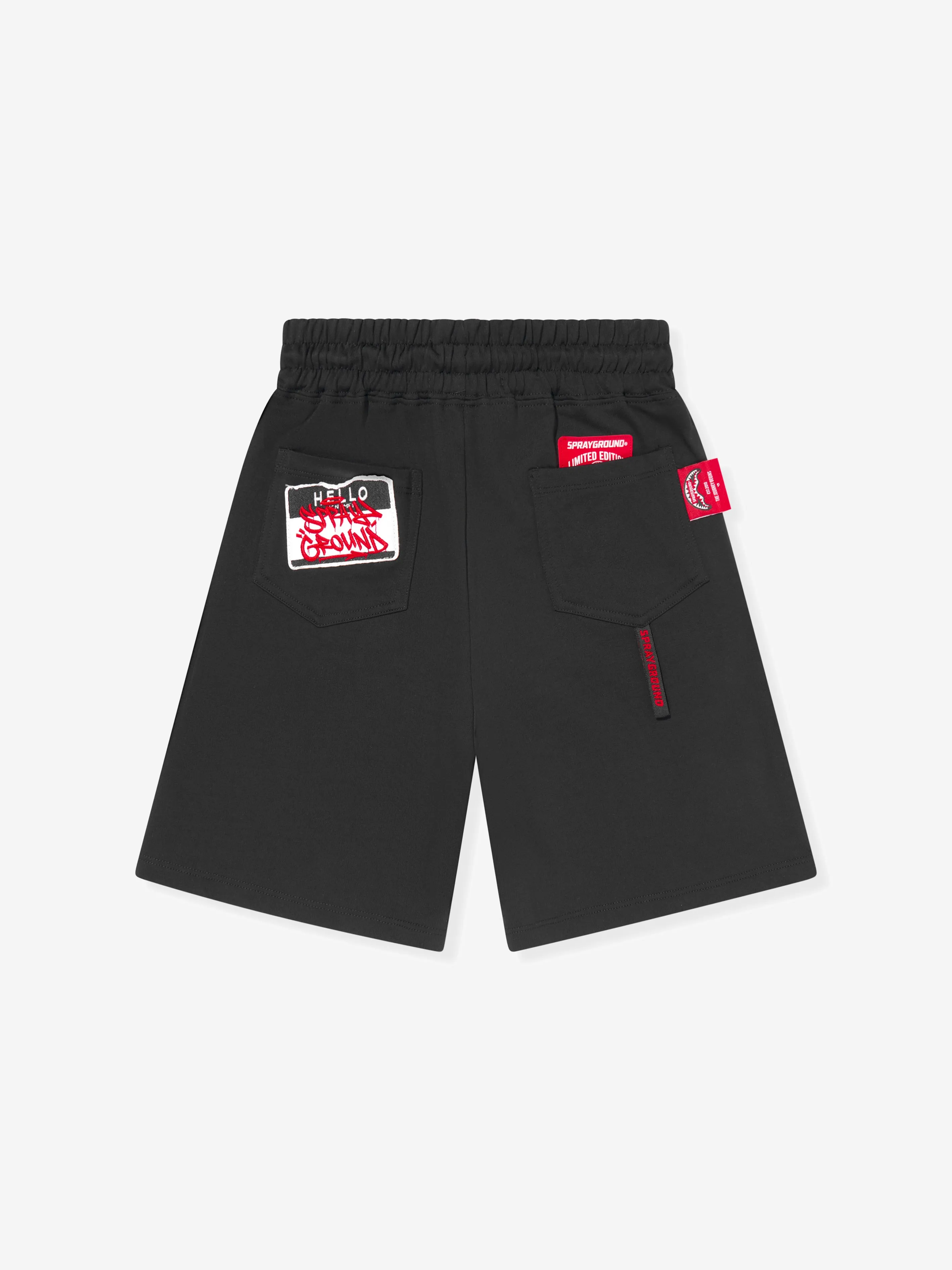 Sprayground Boys Label Shark Shorts in Black