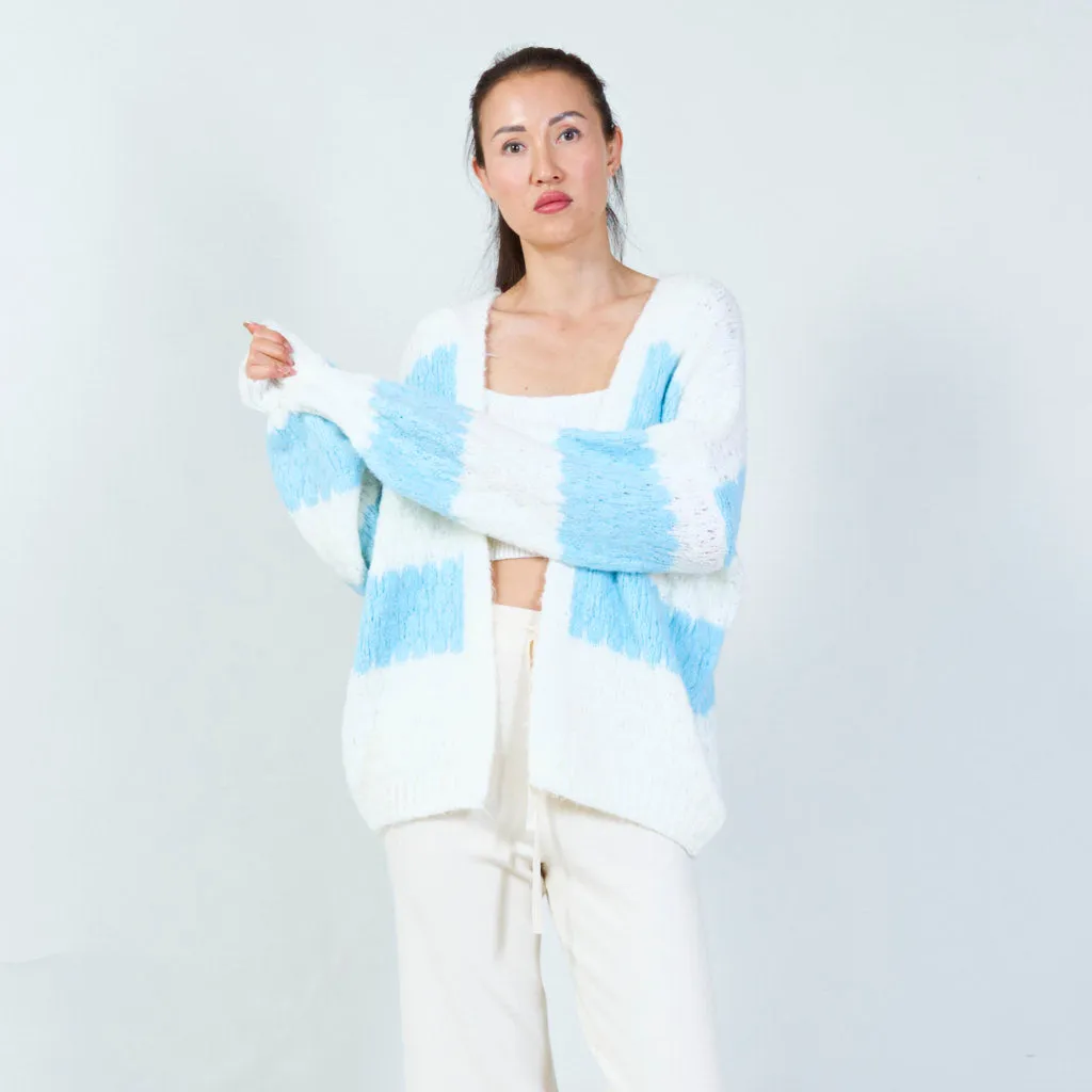 Striped open-front cardigan wholesale