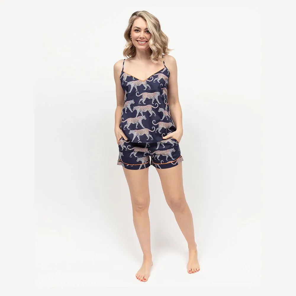 Taylor Navy Leopard Print Pyjama Shorts