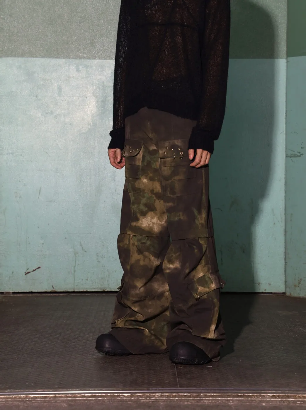 Tie Dye Cargo Flare Pants