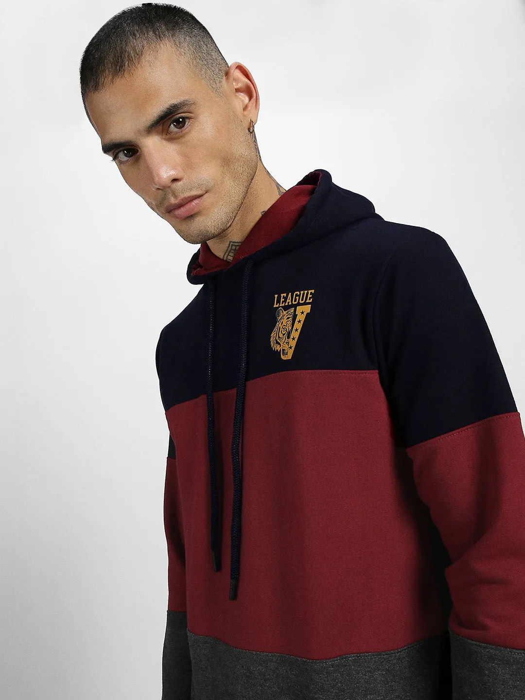 Tiger League Maroon Pocket Graphic Printed  Hoodie