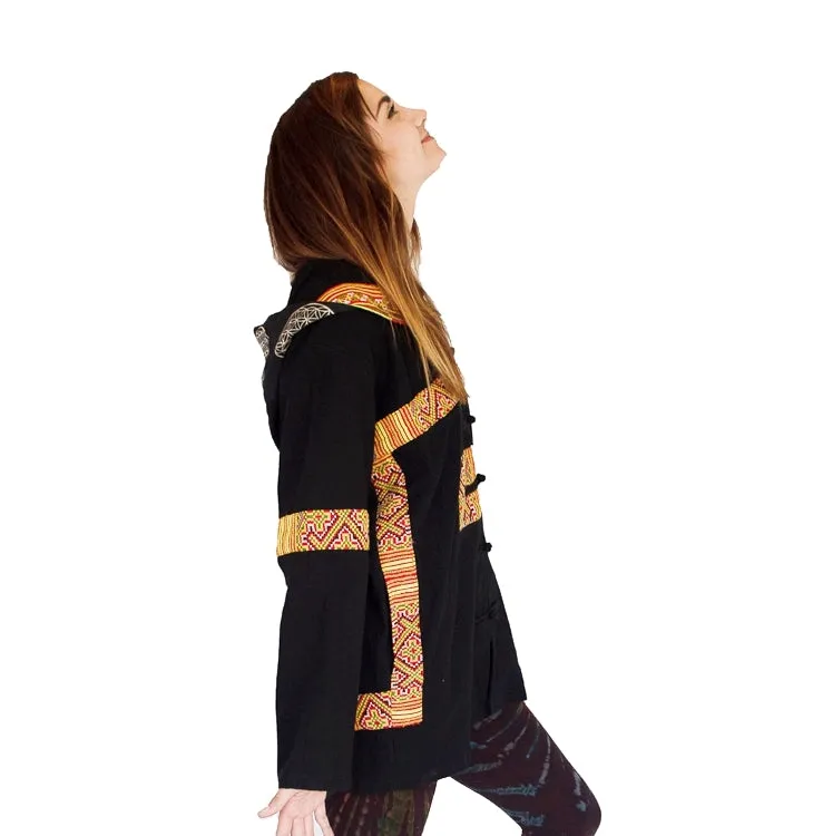 Tribal Flower of Life Jacket with a back patch in Black