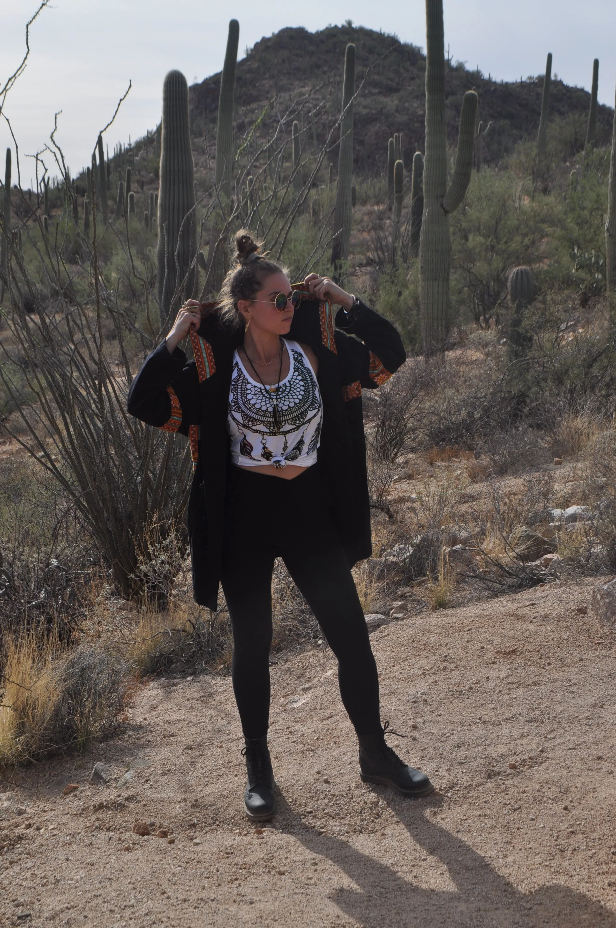 Tribal Flower of Life Jacket with a back patch in Black