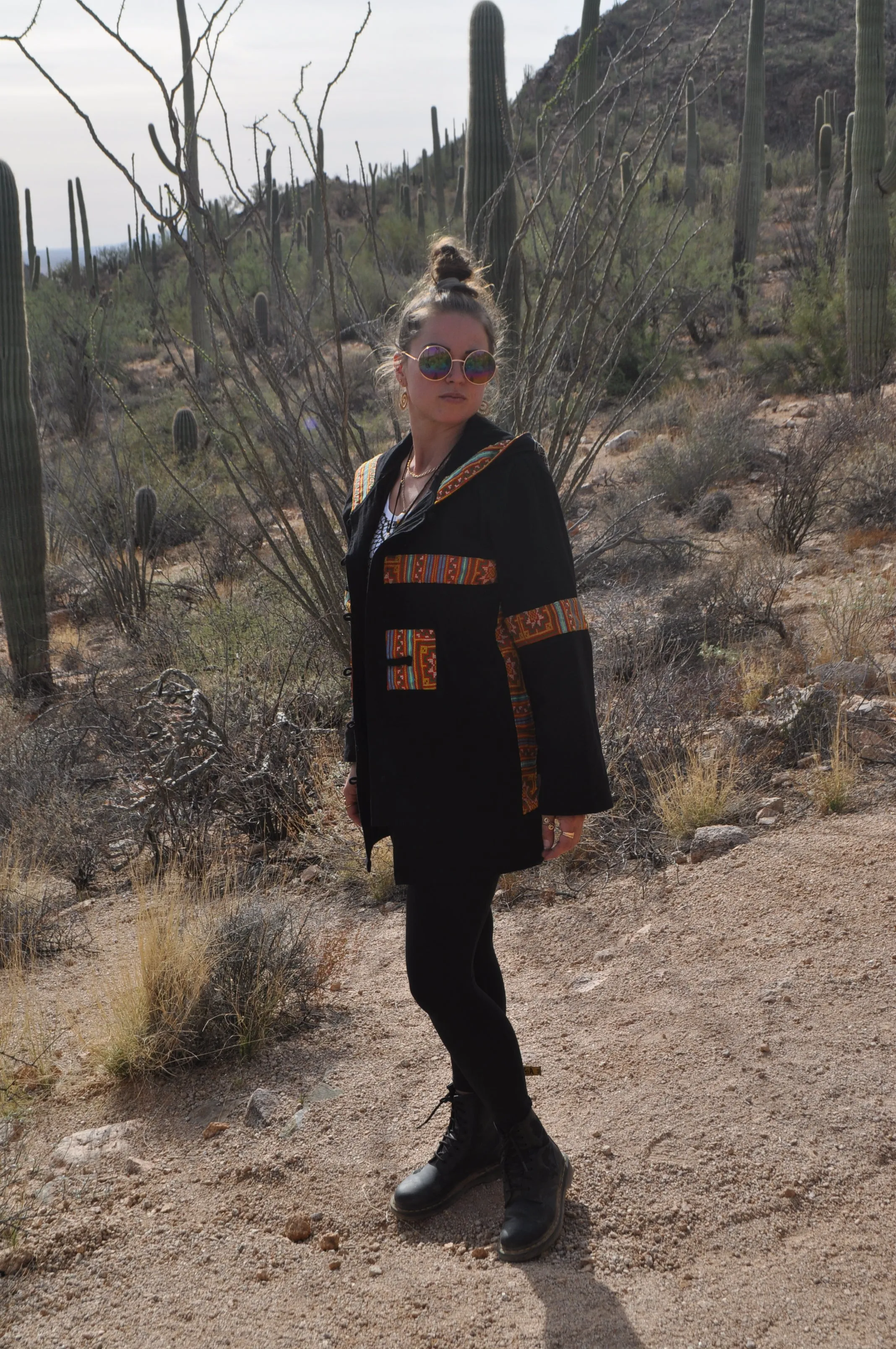 Tribal Flower of Life Jacket with a back patch in Black