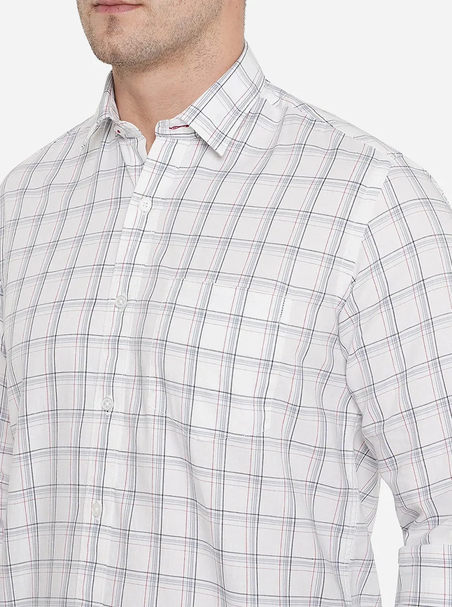 White Checked Slim Fit Casual Shirt | JadeBlue