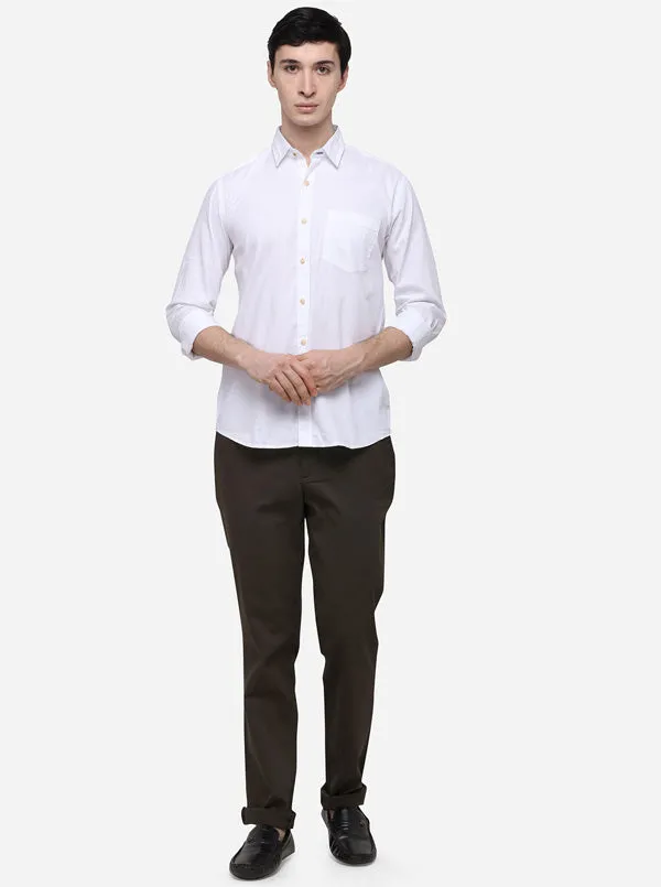 White Tailored Fit Solid Casual Shirt | JadeBlue