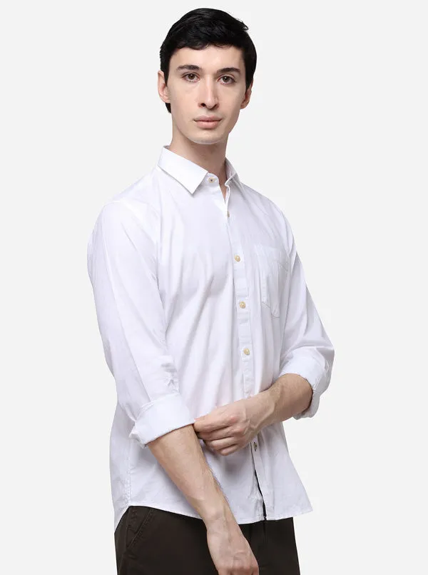 White Tailored Fit Solid Casual Shirt | JadeBlue