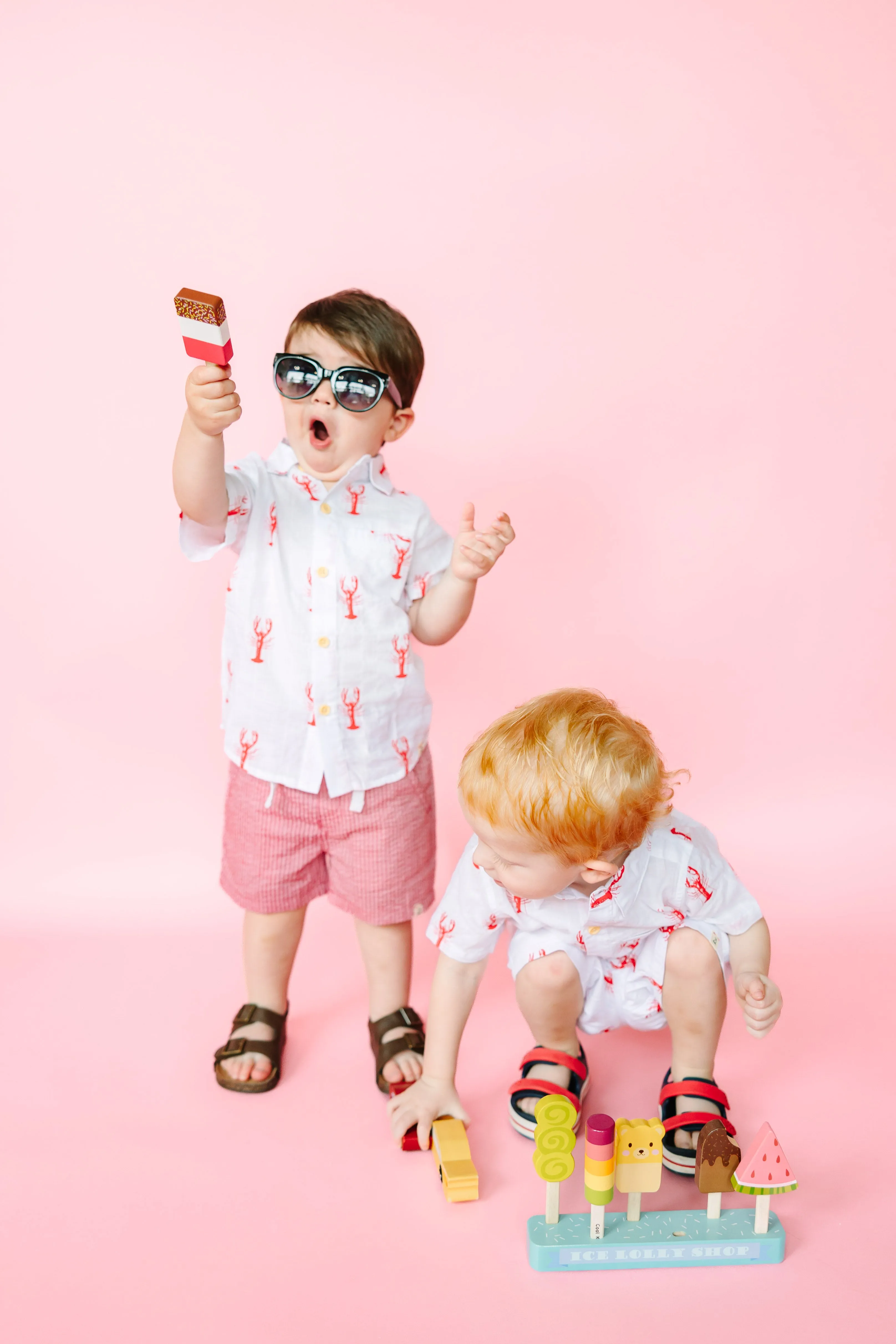 White with Red Lobsters Shorts