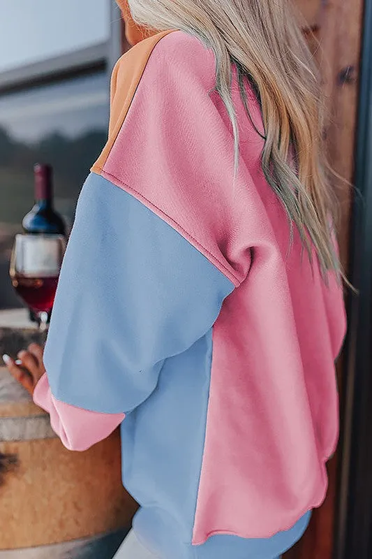 Women Colorblock Patchwork Drop Sweatshirt