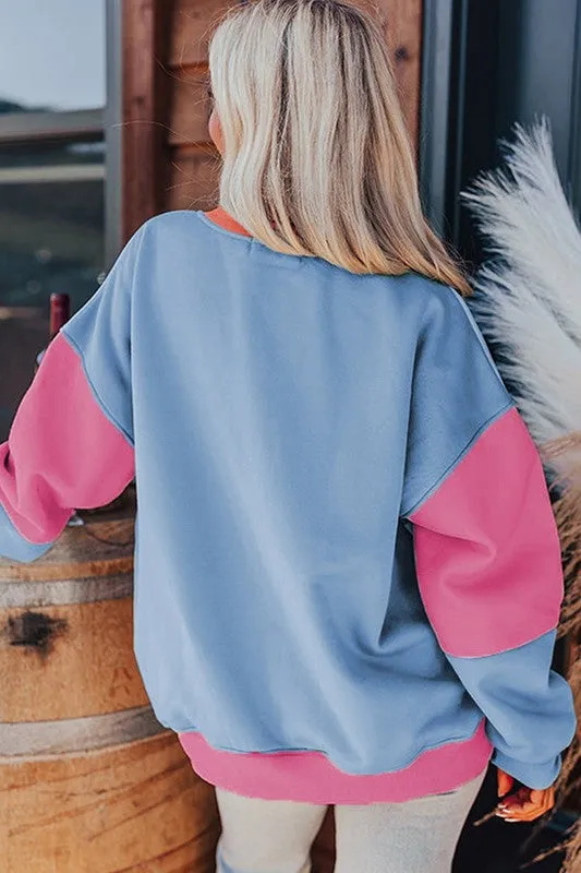 Women Colorblock Patchwork Drop Sweatshirt