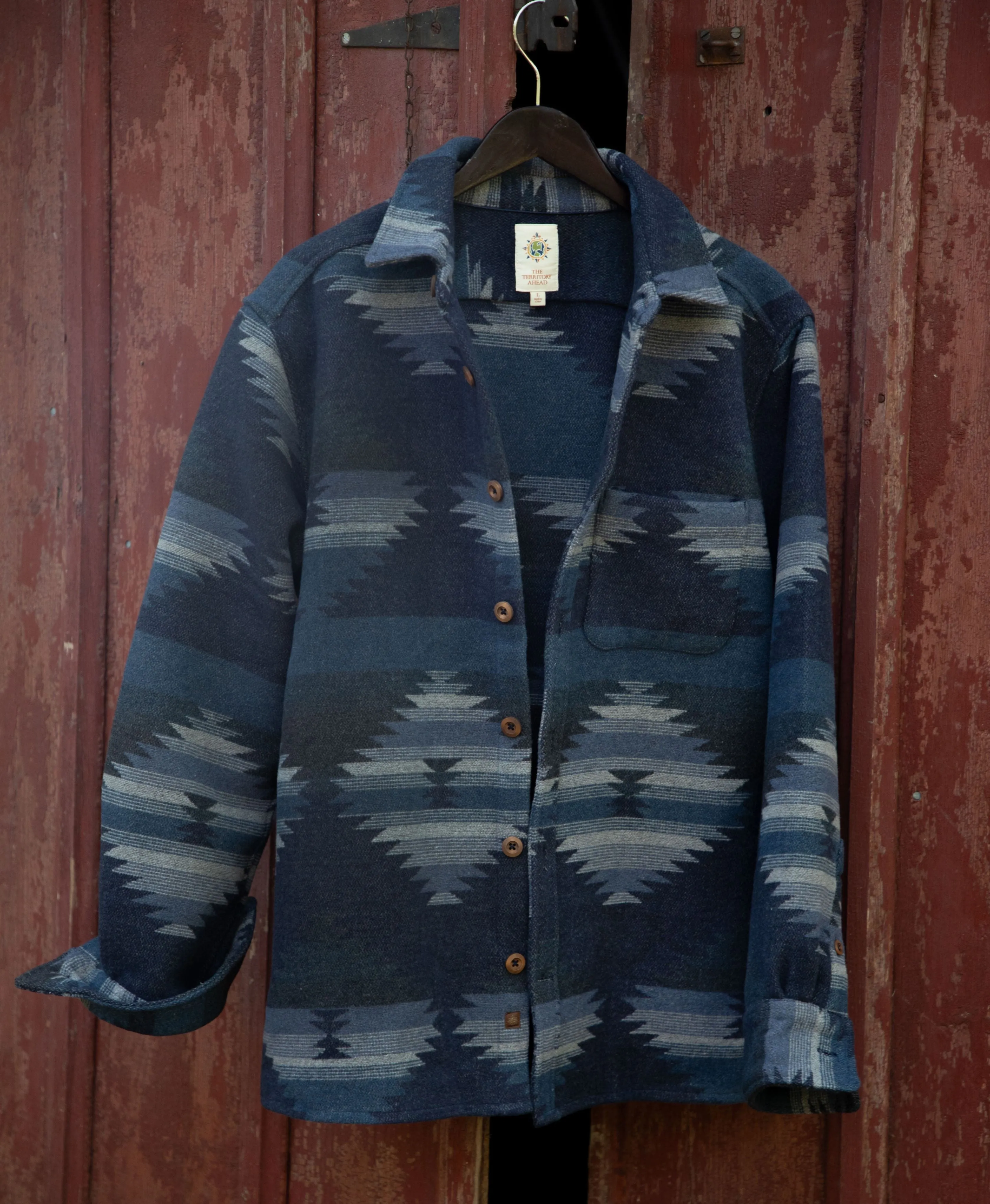 Wool-Blend Aztec Blanket Shirt